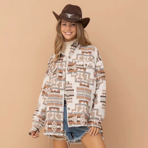 Blue B Jackets & Blazers - Blue B Aztec Western Shacket - Size L